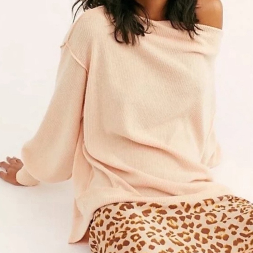 We the free main squeeze hacci top ribbed pullover cozy soft oversized nectar